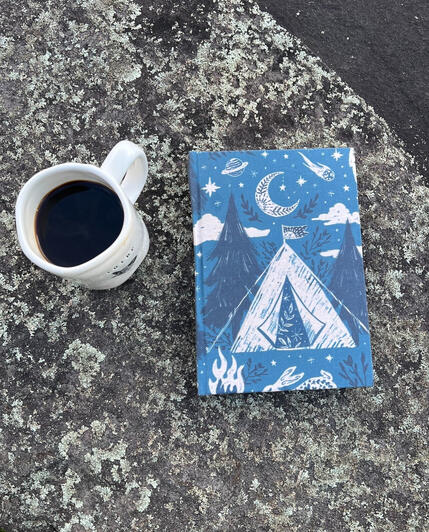 Hardcase handbound notebook with camping theme